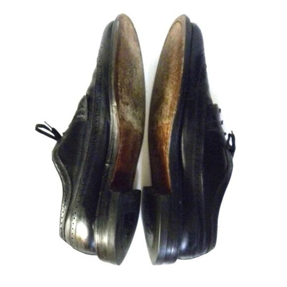 60s O\'Sullivan Black Leather Wingtip Oxford Shoes | Vintage Brogues Men 11.5 B main image 4
